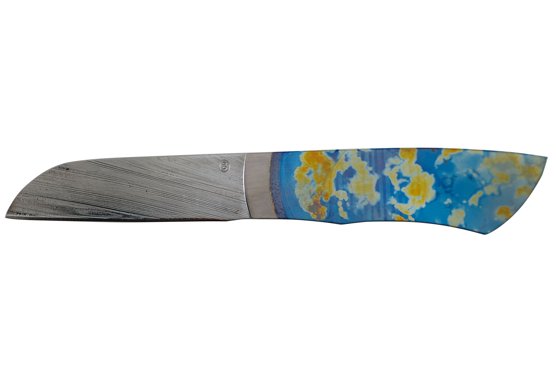 Couteau Artisanal extra-plat de Roberto Ottonello modèle  "AIR" 12 grammes, lame damas